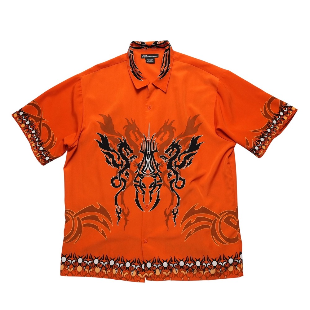 No Boundaries Y2K Tribal Dragon Shirt Mens Large Cyber Grunge Emo